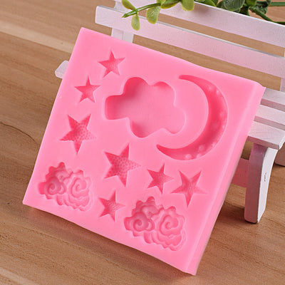 Molde de Silicona para Fondant con Diseños de Nube, Luna y Estrella - Image 7