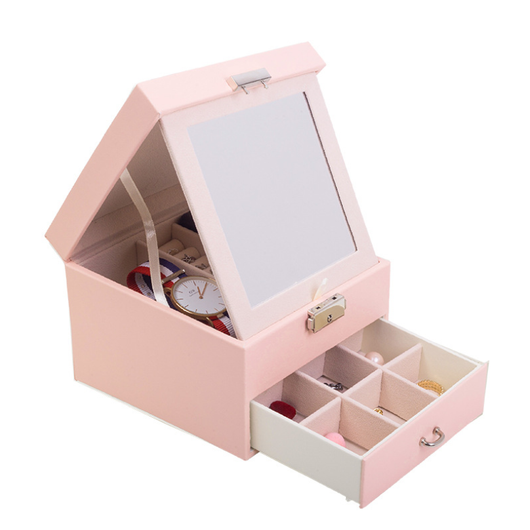 Caja Joyero Doble de Cuero PU Europeo - Organizador Elegante para Joyas - Image 5