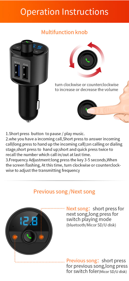 Transmisor FM Bluetooth con Carga Rápida para Auto BT56 - Image 24