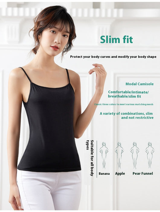 Tirantes Slim Fit Modal Negro y Blanco para Mujer - Image 37