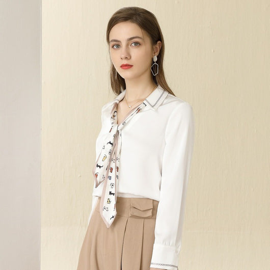 Blusa Ejecutiva Escote V Chifón con Volantes - Image 3