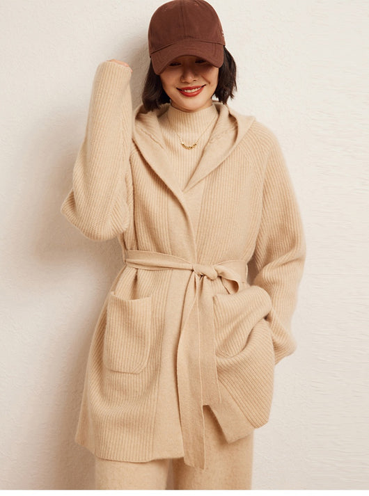 Cardigan Tejido Reversible Oversized con Capucha para Otoño e Invierno - Image 28