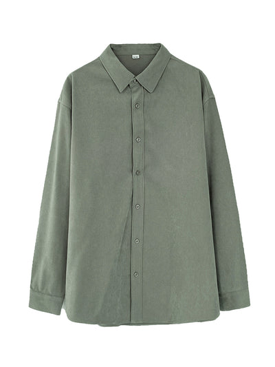Camisa Suelta de Manga Larga Color Sólido para Hombre - Image 9