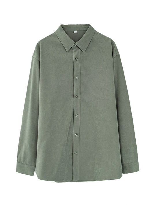 Camisa Suelta de Manga Larga Color Sólido para Hombre - Image 9