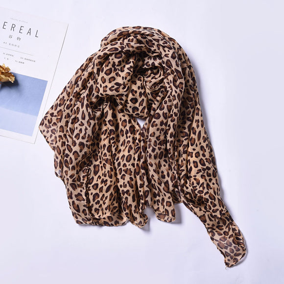 Bufanda Estampado Leopardo Minimalista Clásica para Mujer