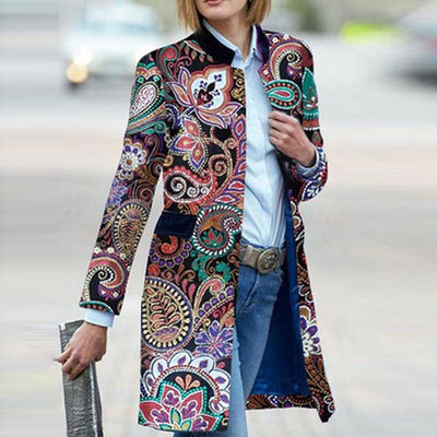 Chaqueta Larga Estampada de Manga Larga para Mujer - Image 10