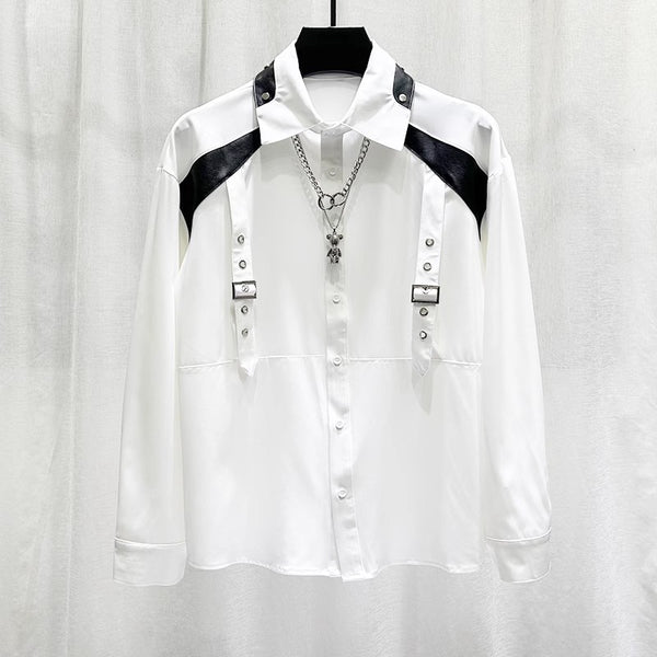 Camisa Patchwork de Manga Larga para Hombre - Estilo Moderno