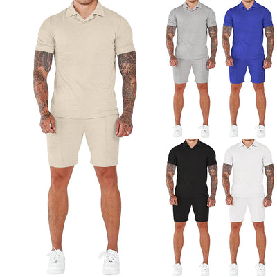 Conjunto Polo Texturizado V-neck y Shorts para Hombre - Image 22