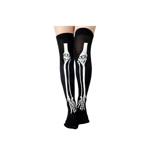 Medias Largas Hasta la Rodilla con Estampado Halloween - Telaraña, Murciélagos, Calaveras y Castillo - Image 42