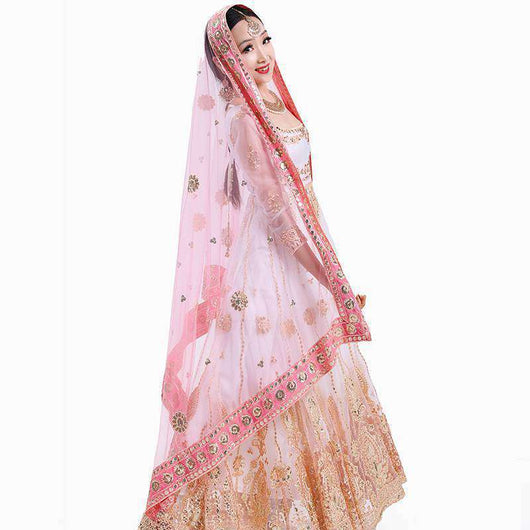 Pañuelo Sari Indio Georgette con Bordado en Malla - Estilo Exótico Dubada - Image 5