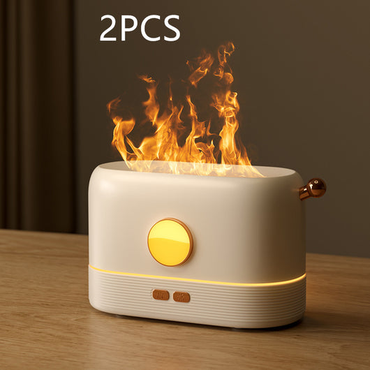 USB mosquito killer lamp with purple UV light and a white desktop humidifier with a simulated flame effect. - Image 8