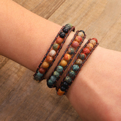 Pulsera de Turquesa Africana Tejida a Mano con Piedra Natural - Image 8