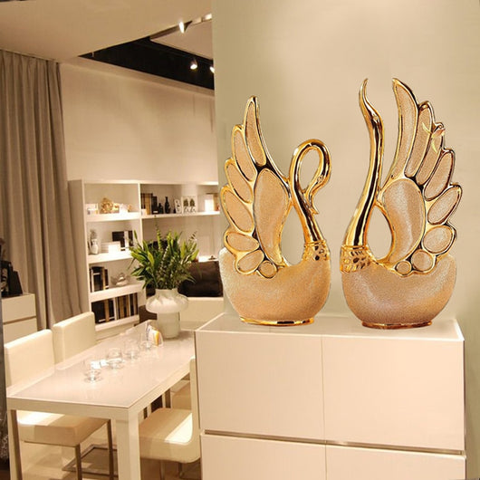Adornos de Cisne Enchapados en Oro