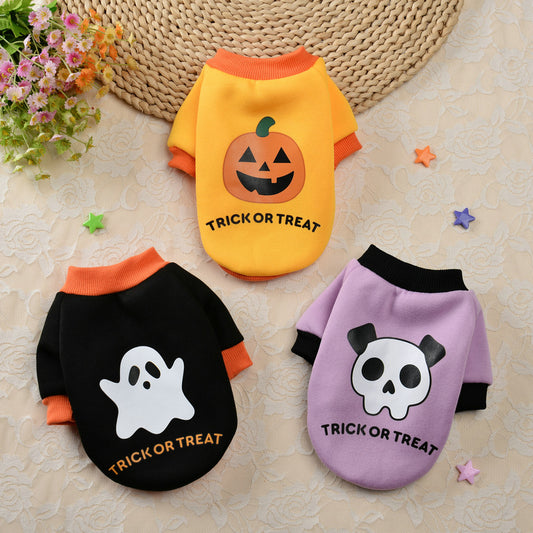 Suéter Navideño para Perros Pequeños - Diseño Calavera y Calabaza