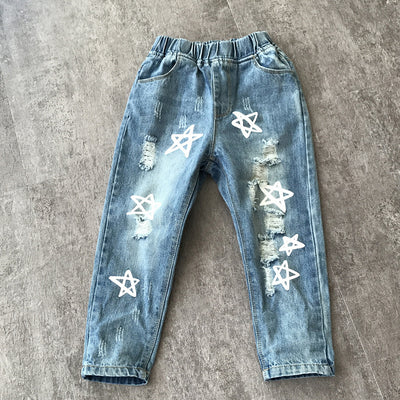 Pantalones Vaqueros Infantiles con Bordado de Gato Lavado Vintage - Image 8
