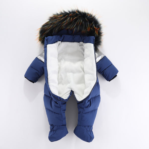 Mameluco Infantil con Cuello de Piel Acolchado para Invierno