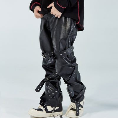 Pantalones de Cuero PU Diseño Punk para Hombre - Image 3