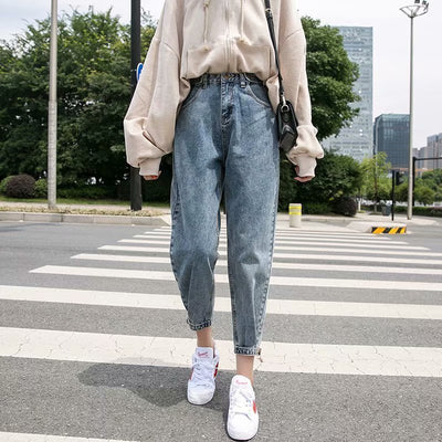 Jeans Sueltos de Cintura Alta Estilo Coreano para Mujer - Image 12