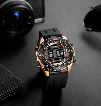 Reloj de Cuarzo Deportivo en Cuero para Hombre