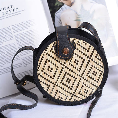 Bolsa Tejida de Bambú para Playa - Bandolera Redonda Compacta - Image 3