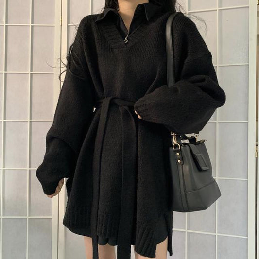 Suéter Suelto Cuello V Manga Larga para Mujer - Pullover Cómodo