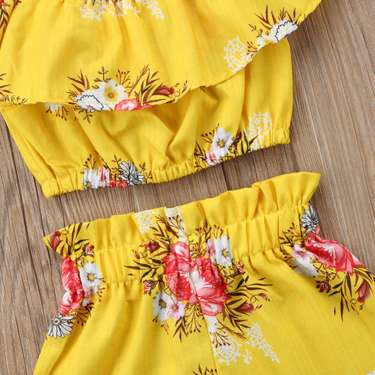 Conjunto de Shorts Floral con Cuello para Niña - Image 5