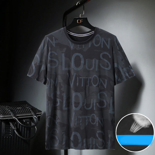 Camiseta Hombre Seda de Hielo Suelta Manga Corta Secado Rápido