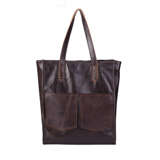 Bolso de Cuero Genuino Textura Lichi - Bolsa de Hombro Elegante