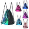 Mochila Esportiva com Lantejoulas de Sereia e Cordão Ajustável
