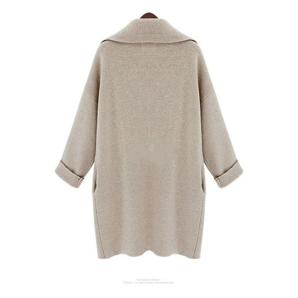 Chaqueta Tejida con Cuello de Solapa - Largo Medio para Mujer