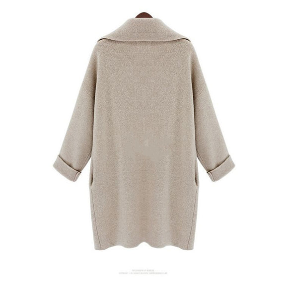 Chaqueta Tejida con Cuello de Solapa - Largo Medio para Mujer