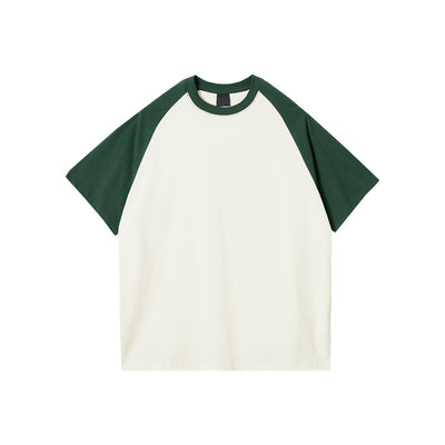 Camiseta Raglan Suelta de Algodón con Contraste de Colores - Image 6