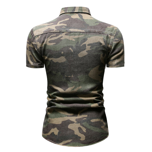 Camisa Camuflaje Slim Fit con Bolsillos - Manga Corta Estilo Coreano - Image 2
