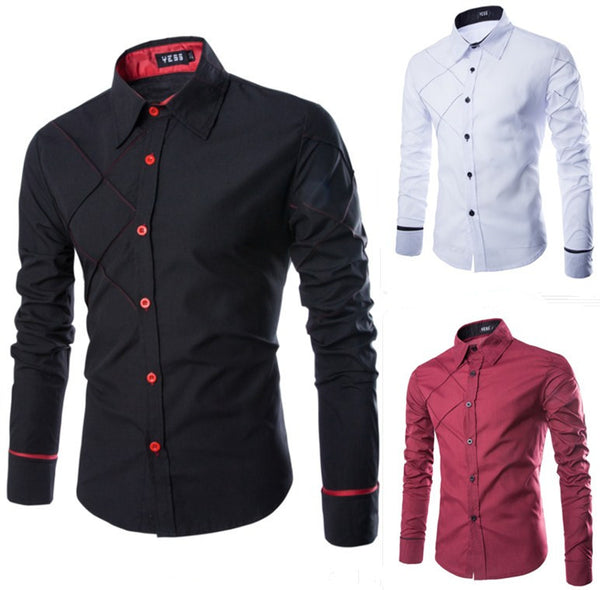 Camisa Casual de Cuadros para Hombre Manga Larga