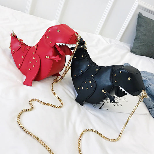 Bolso Bandolera Dinosaurio Cuero con Cadena - Mini Cartera Crossbody para Mujer - Image 2
