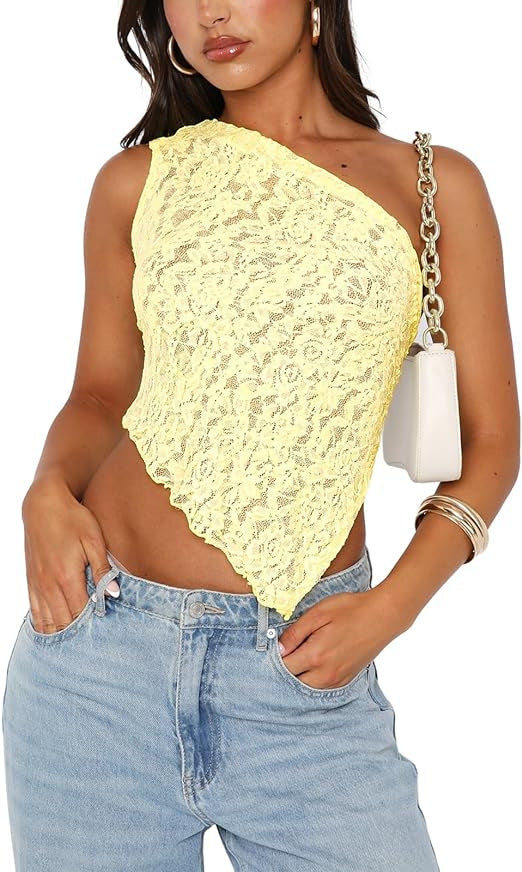 Top Encaje Asimétrico Espalda Descubierta - Estilo Urbano Minimalista - Image 13
