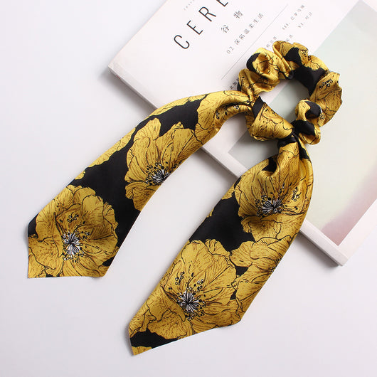 Pañuelo de Seda Estampado Grande con Anillo para el Cabello - Image 10