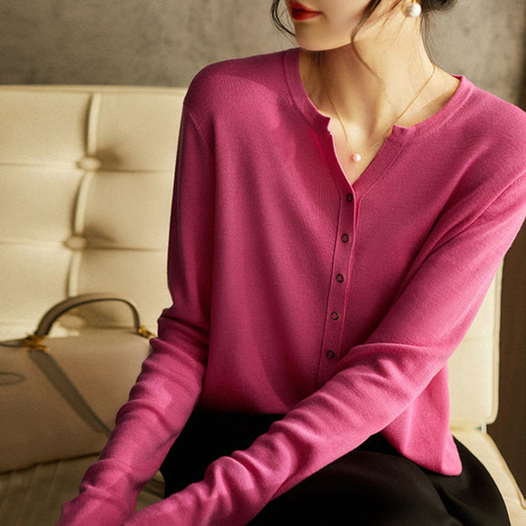 Cardigan Tejido con Cuello Camisero para Mujer