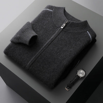 Suéter de Cachemira para Hombre Grueso Cuello Alto Cremallera - Image 4