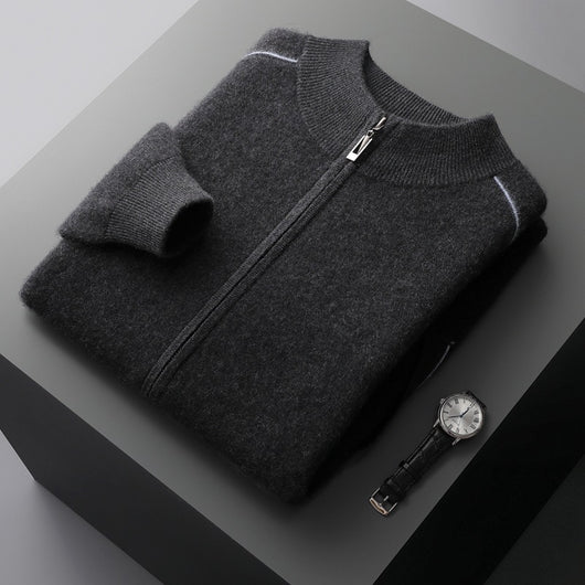 Suéter de Cachemira para Hombre Grueso Cuello Alto Cremallera - Image 4