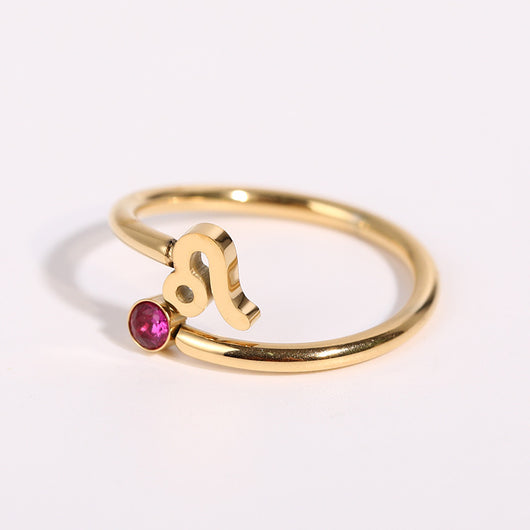 Anillo de Acero Inoxidable con Piedra de Nacimiento del Zodiaco - Image 8