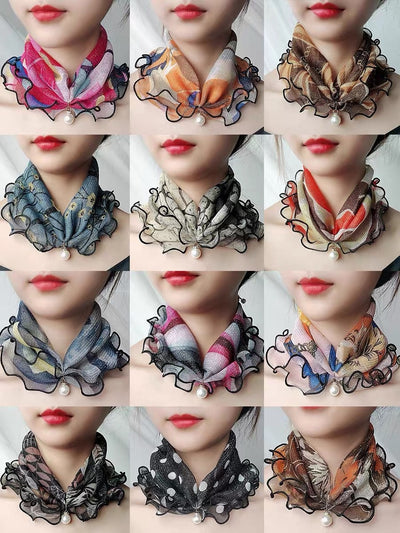 Pañuelo de Seda Decorativo Estampado con Encaje - Accesorio Elegante Versátil - Image 21