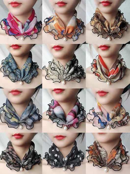 Pañuelo de Seda Decorativo Estampado con Encaje - Accesorio Elegante Versátil - Image 21