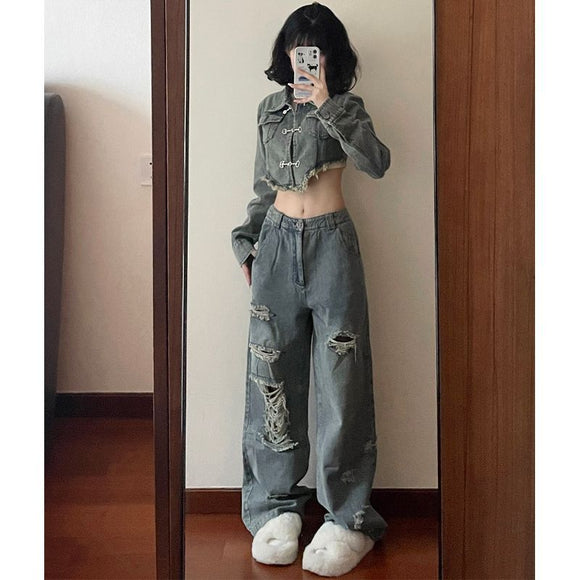Pantalones Denim Retro Chica Spice con Diseño Vintage Americano