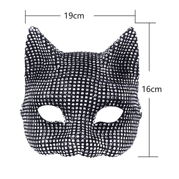 Traje de Gata Sexy con Máscara y Guantes de Diamantes para Halloween