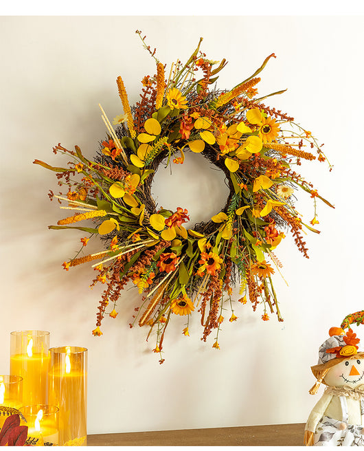Corona Decorativa Cosecha Otoñal Artificial para Puerta de Entrada - Image 12