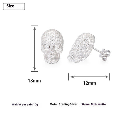 Aretes de Calavera en Plata S925 con Moissanita Brillante - Image 7