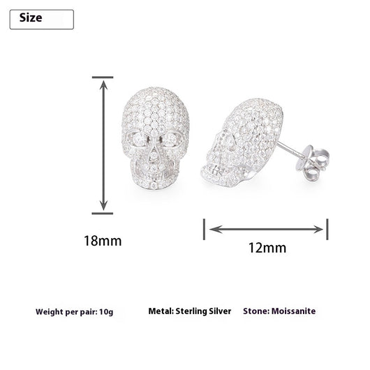 Aretes de Calavera en Plata S925 con Moissanita Brillante - Image 7