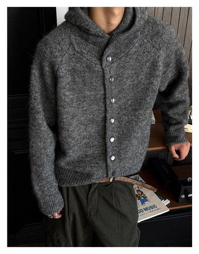 Cardigan Retro Japonés con Capucha y Botones para Hombre - Otoño Invierno - Image 14