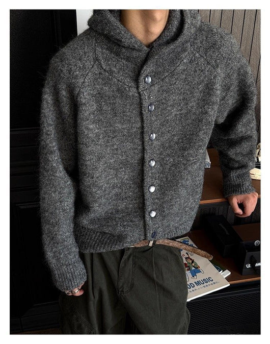 Cardigan Retro Japonés con Capucha y Botones para Hombre - Otoño Invierno - Image 14